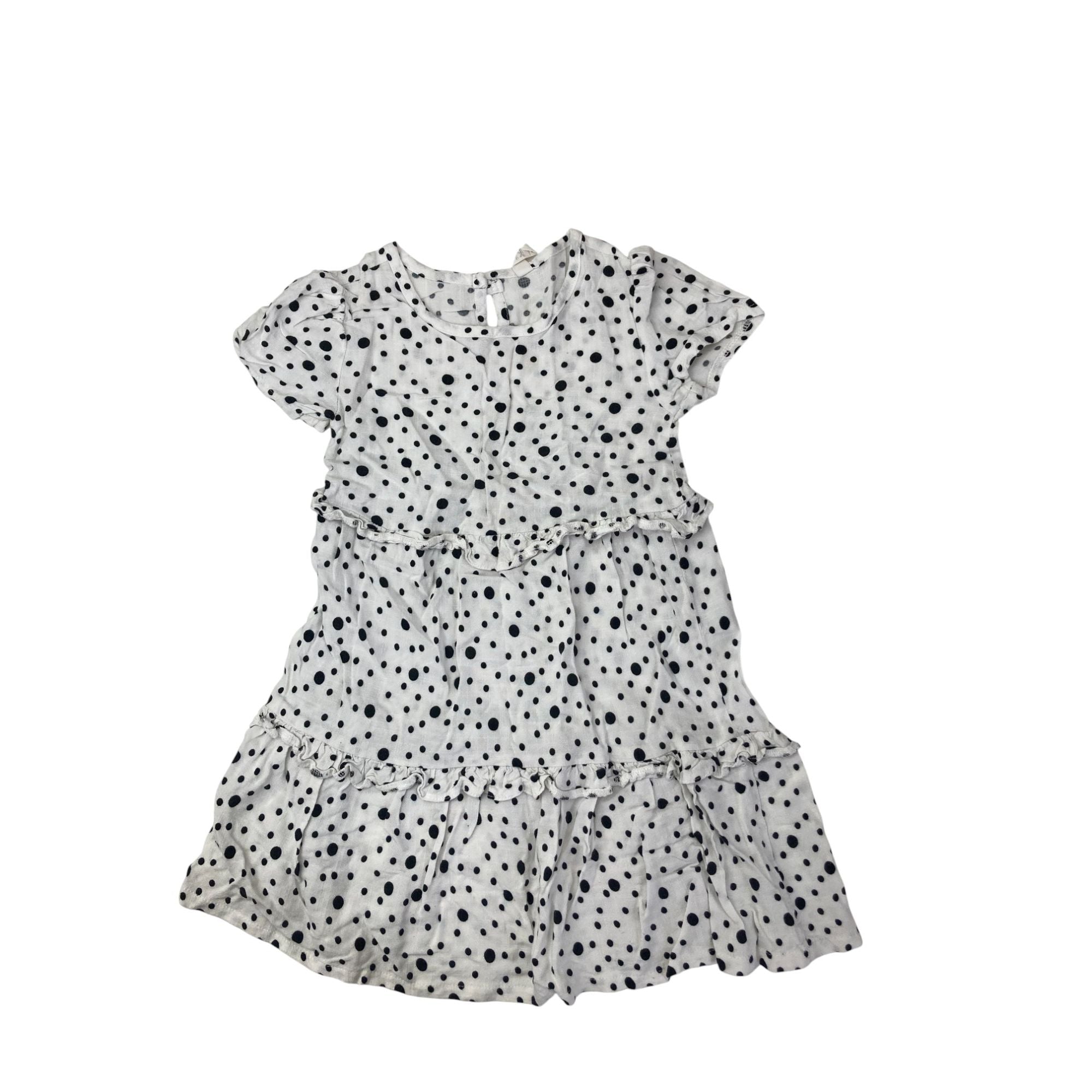 4-5Y White & Black Dotted Viscose Dress - Real