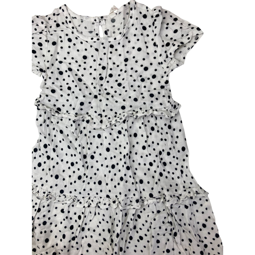 4-5Y White & Black Dotted Viscose Dress - Real