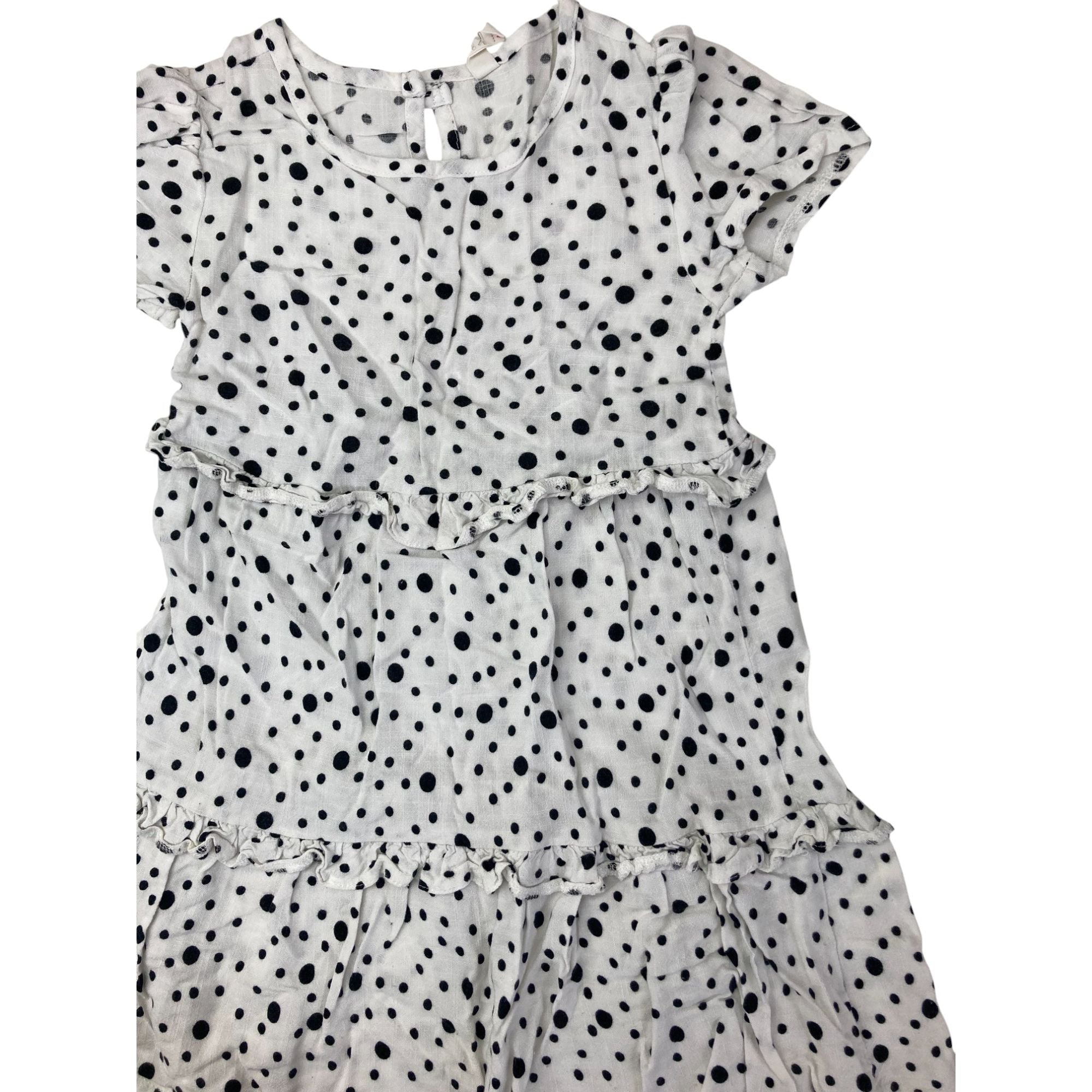 4-5Y White & Black Dotted Viscose Dress - Real