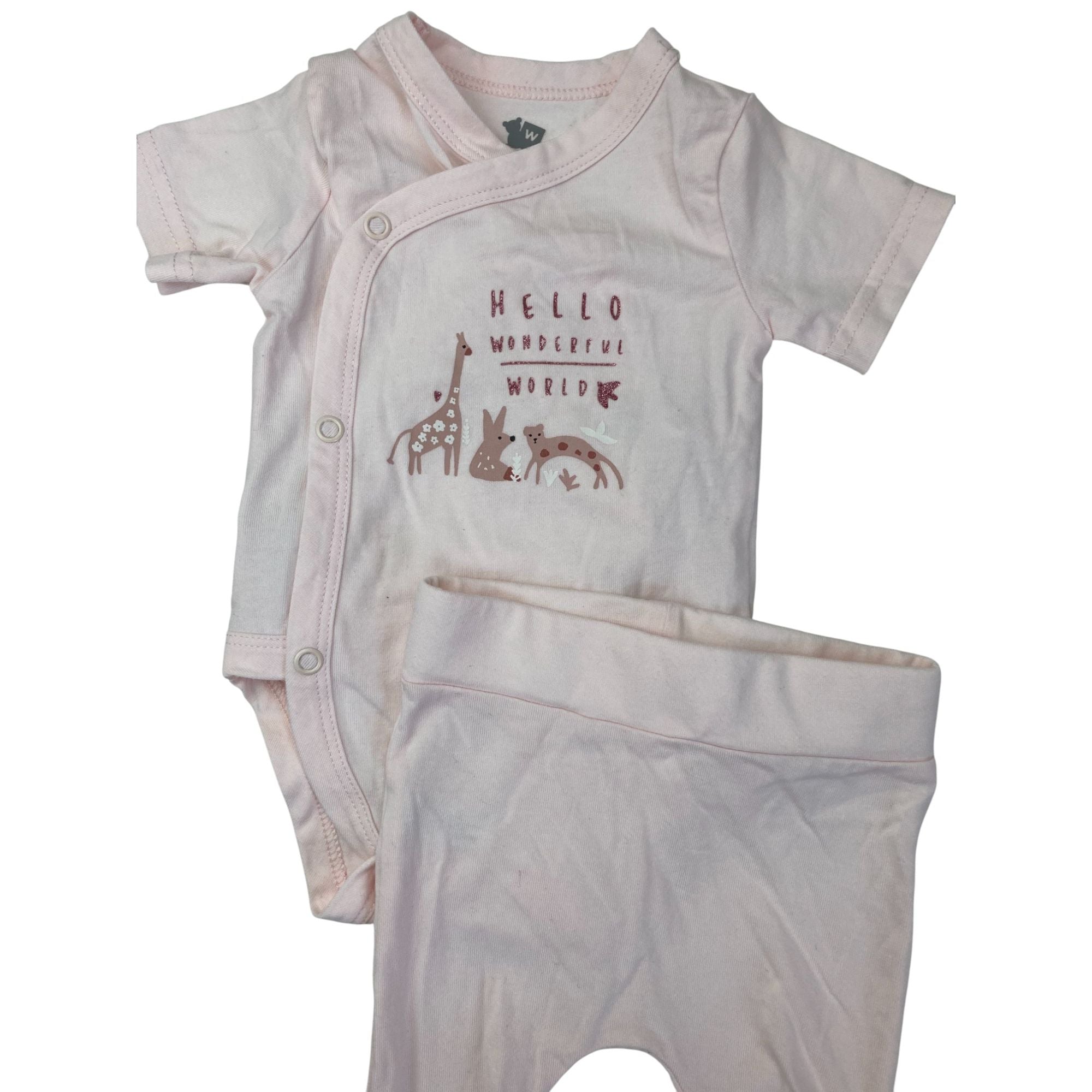 1-3M Light Pink Side Snap Bodysuit & Leggings - Woolworths