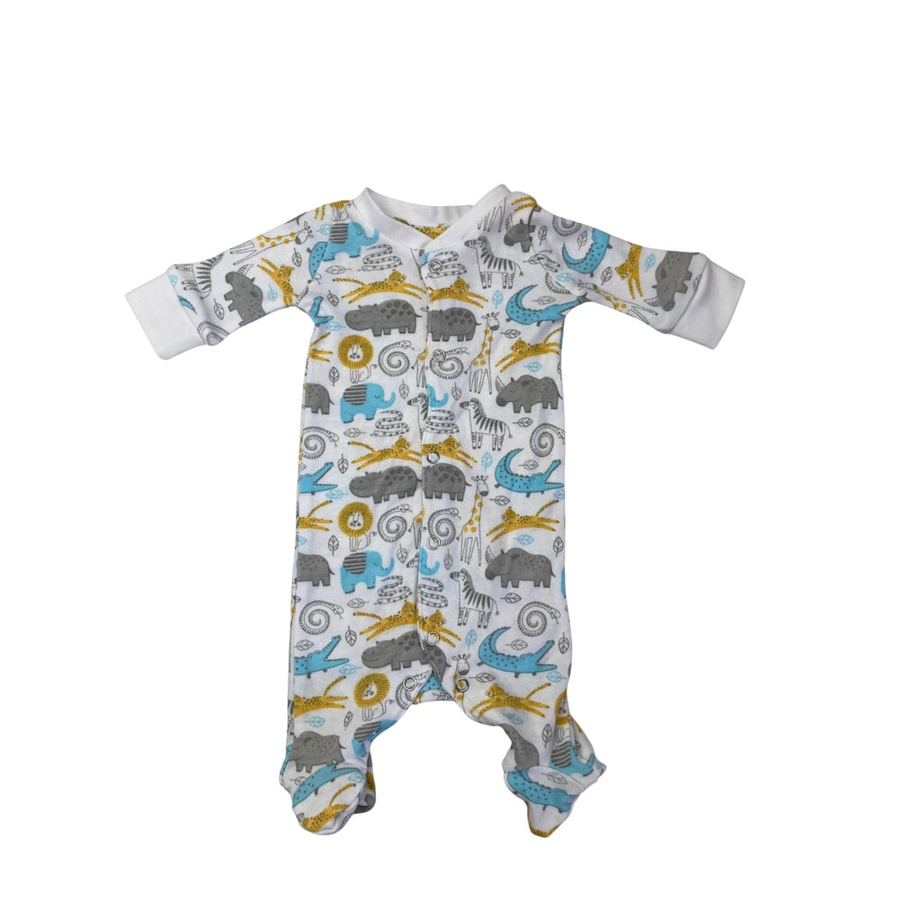 Newborn White & Colourful Animal Snap Onesie - Mr Price
