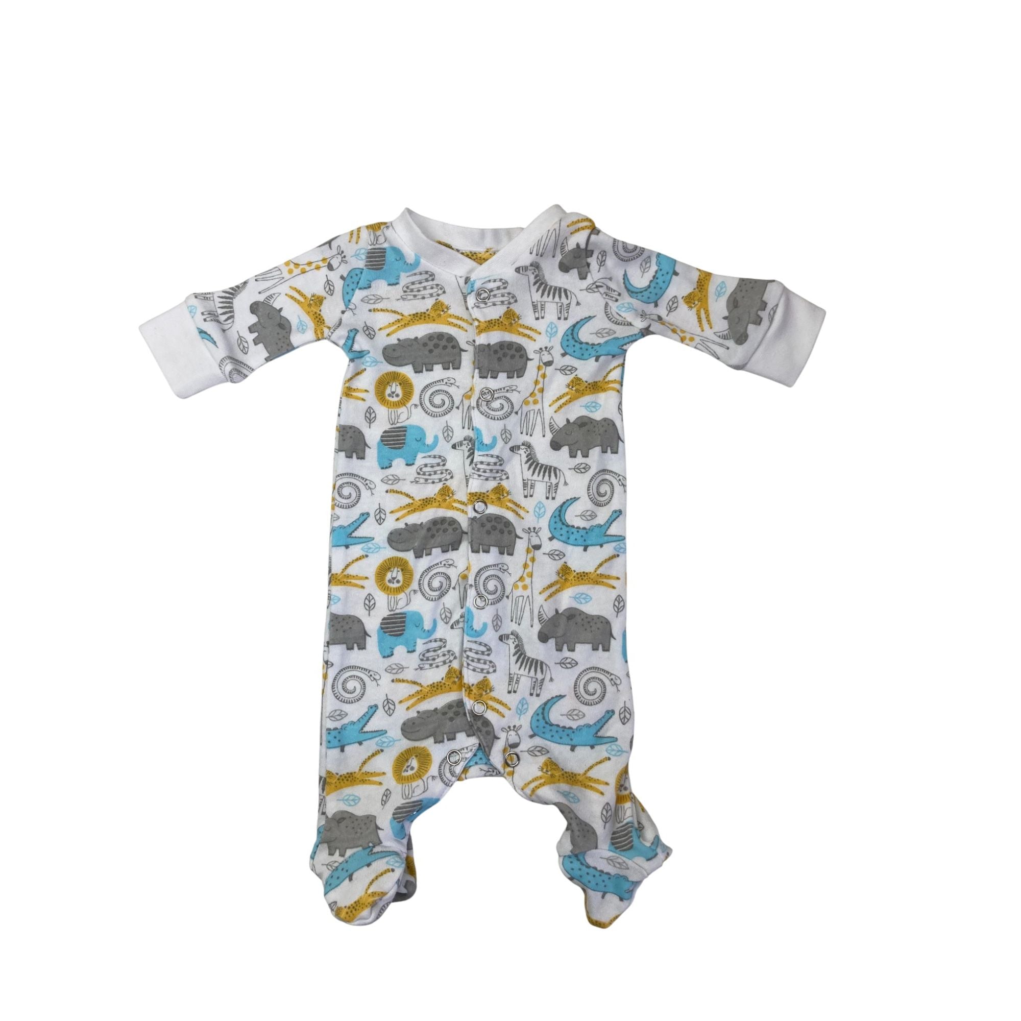 Newborn White & Colourful Animal Snap Onesie - Mr Price
