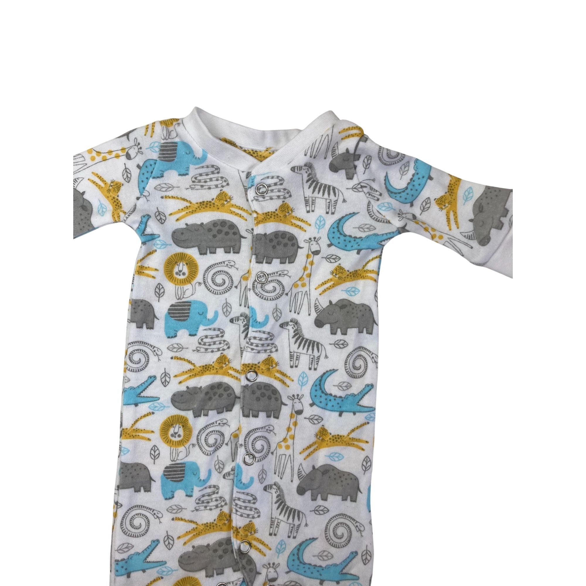 Newborn White & Colourful Animal Snap Onesie - Mr Price