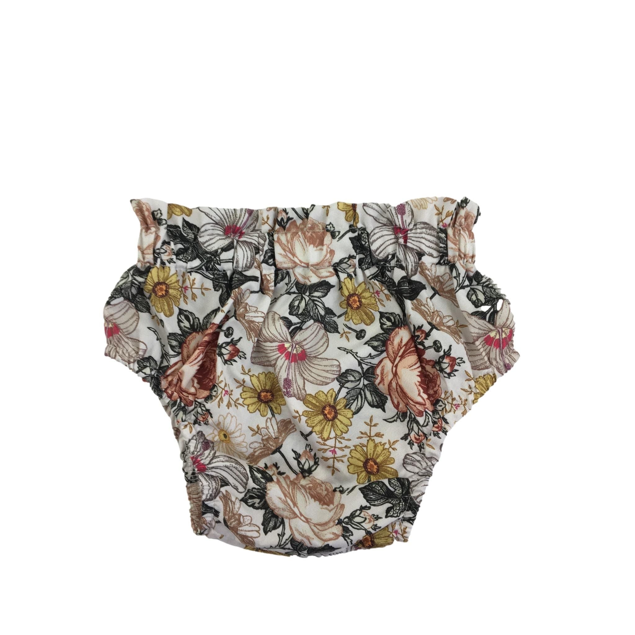 6-12M Cream Floral Paperbag Waist Bloomer - Shein