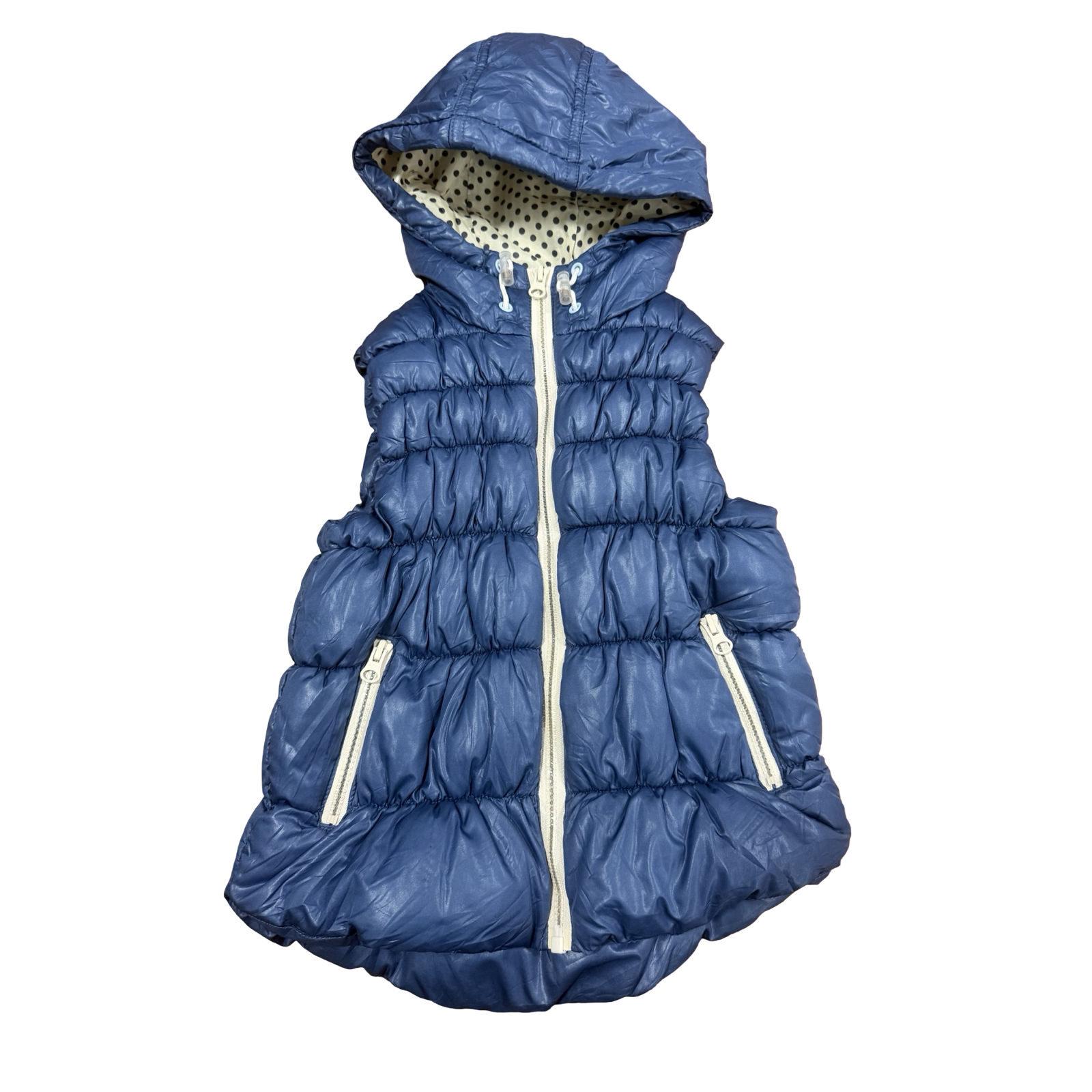 5-6Y Navy sleeveless hooded puffer gilet - Next