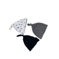 0-6M Grey, White & Black Knotted Beanies