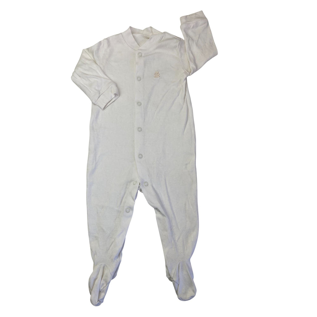 3-6M Cream Cotton Snap Onesie - Woolworths