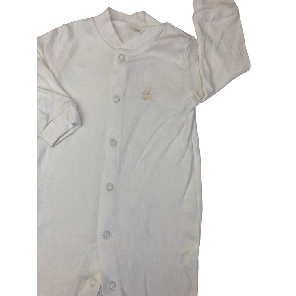 3-6M Cream Cotton Snap Onesie - Woolworths