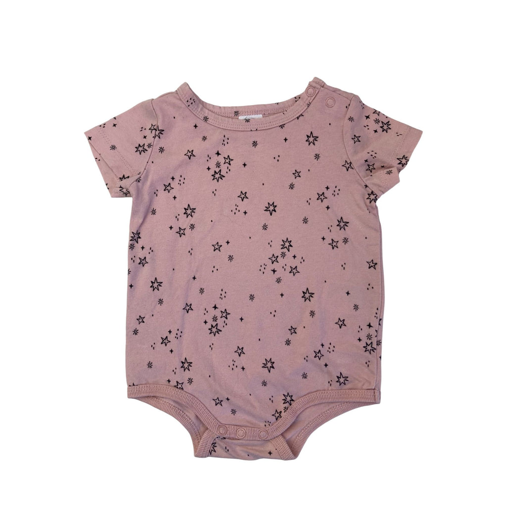 3-6M LIght Pink & Black Starry Bodysuit - Cotton On