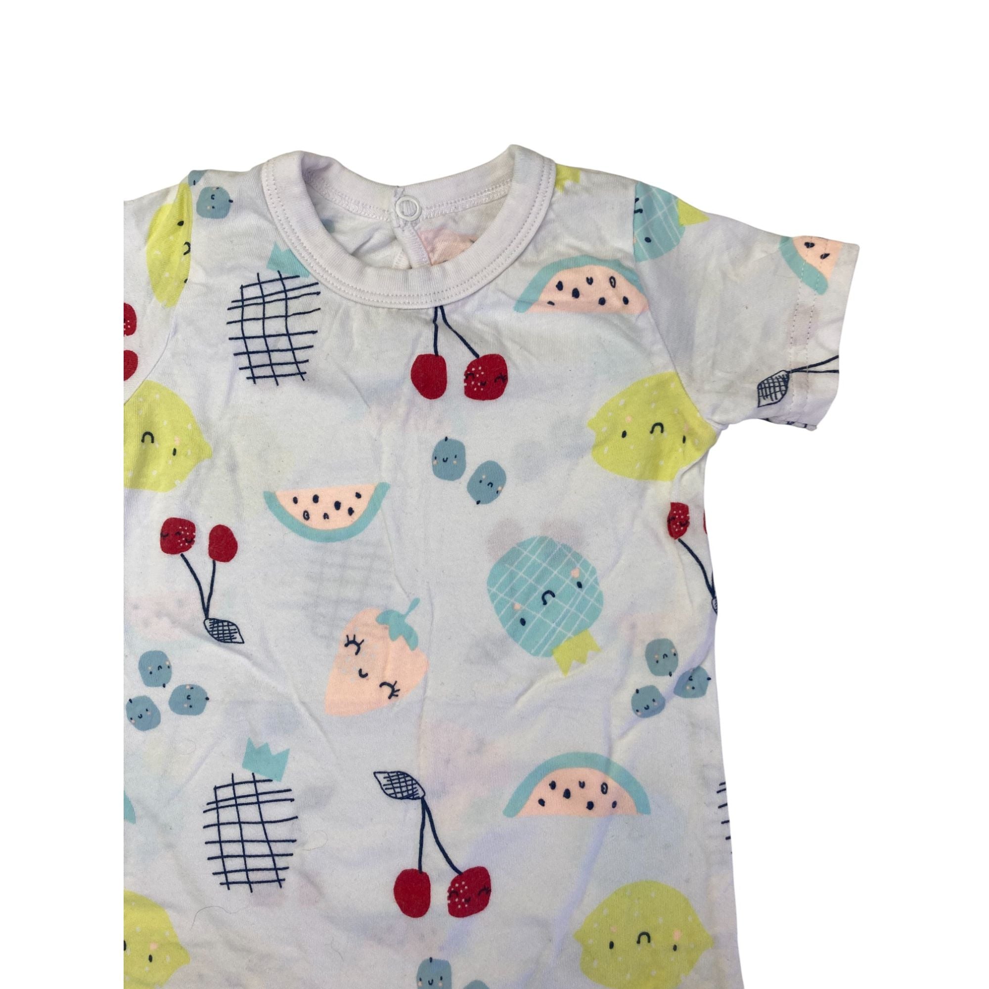 3-6M White Pastel Fruit Romper - Woolworths