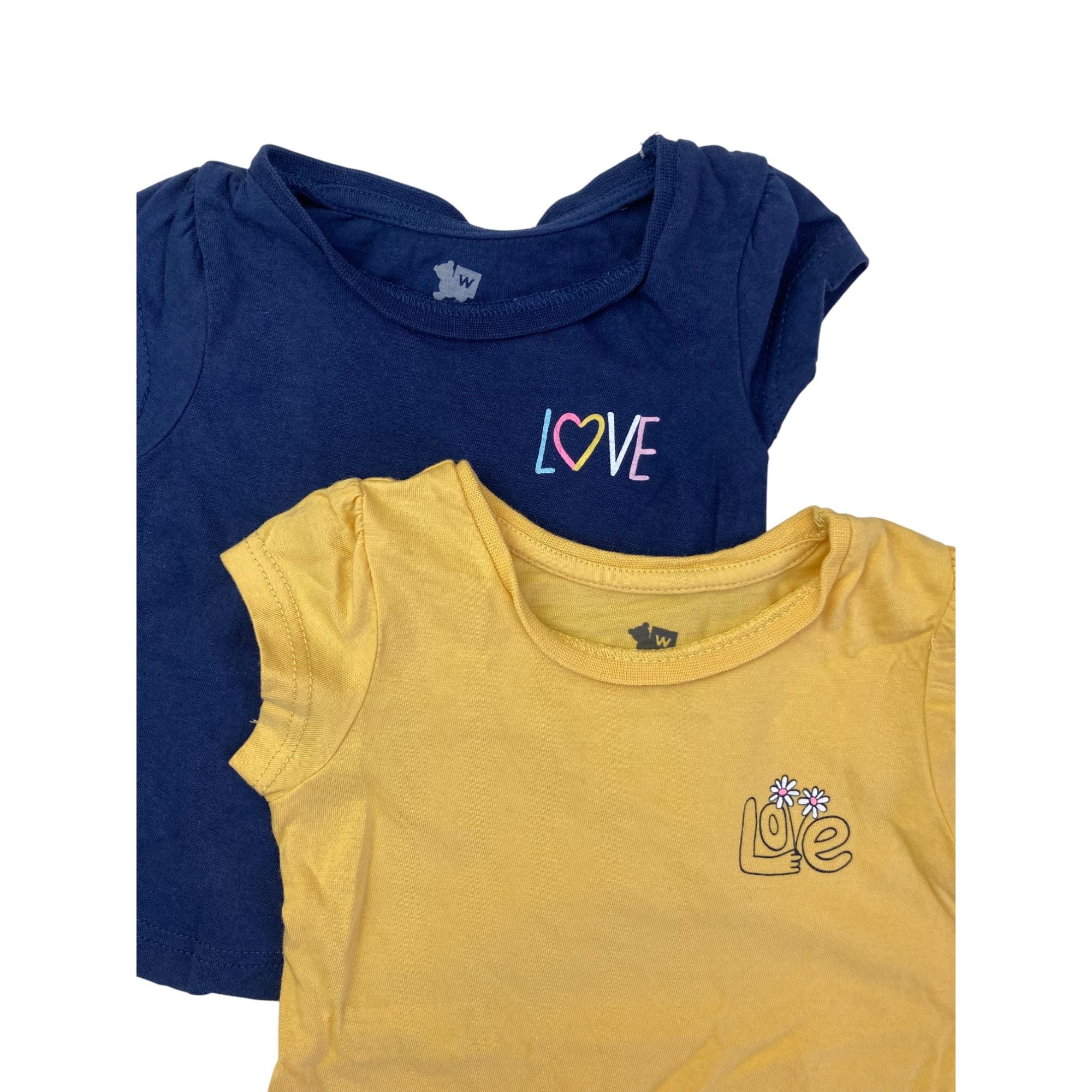 1-3M Mustard Yellow & Navy Blue "Love" T Shirts - Woolworths