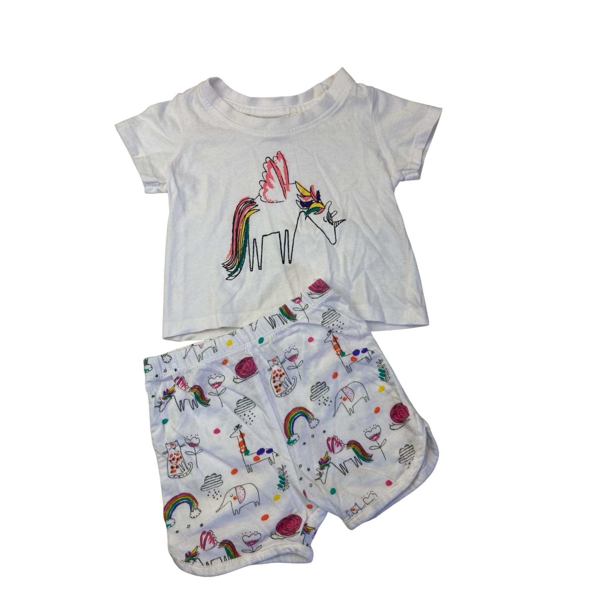 3-6M White Unicorn Summer Sleep Set - Tiny Tots