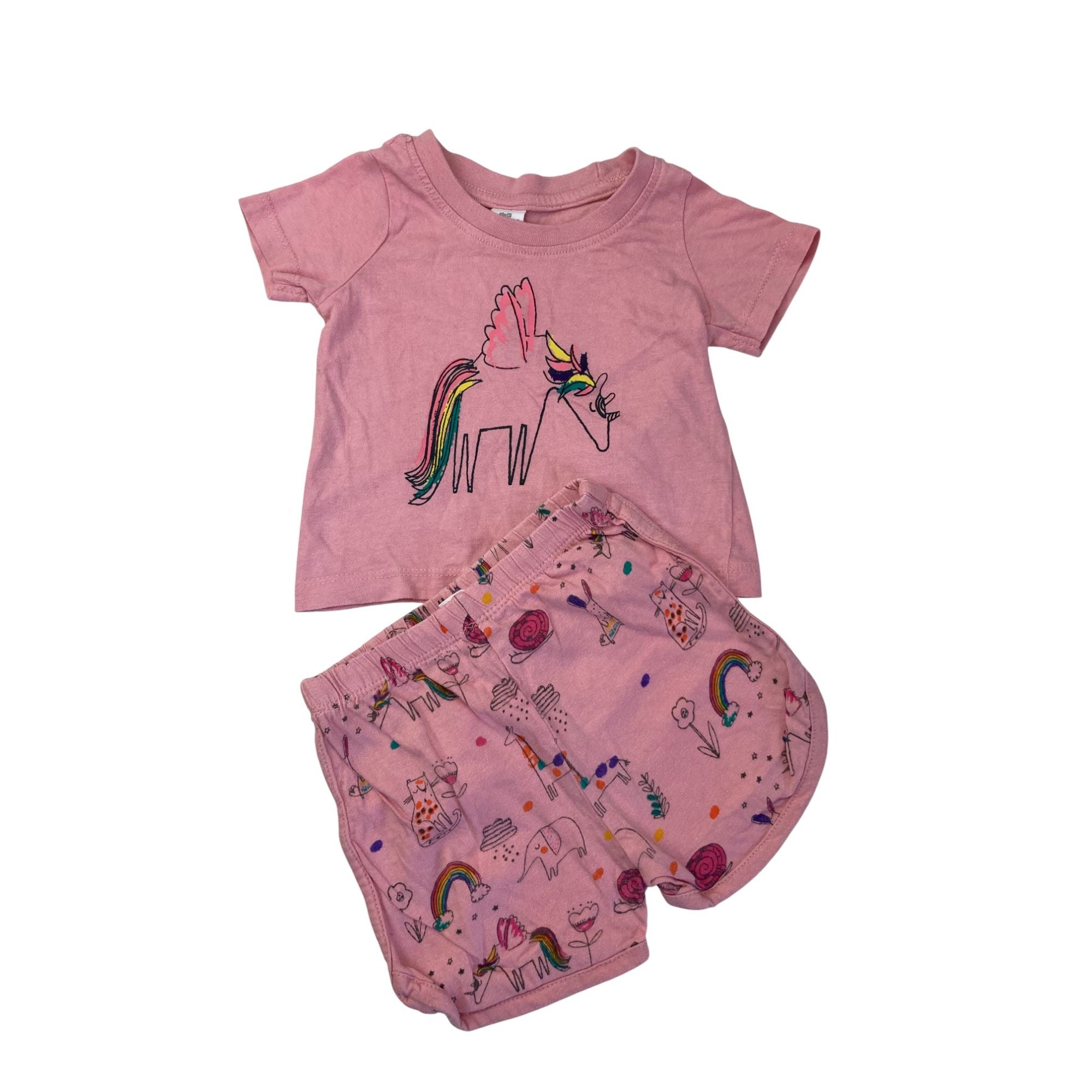3-6M Pink Unicorn Summer Sleep Set - Tiny Tots