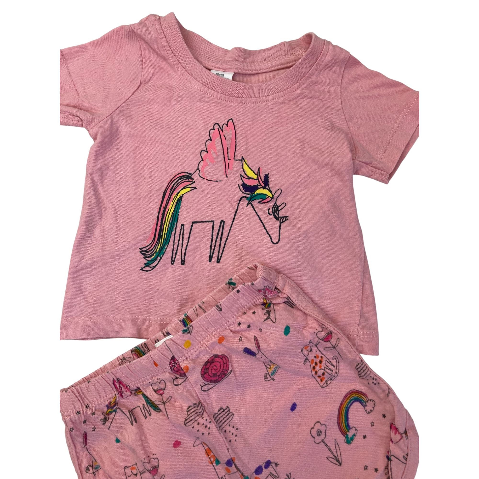 3-6M Pink Unicorn Summer Sleep Set - Tiny Tots