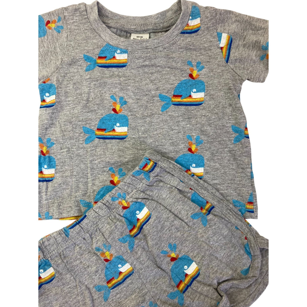 3-6M Grey Whale Summer Sleep Set - Tiny Tots