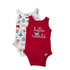 0-3M Cerise Pink & White Sea Animals Sleeveless Bodysuits - Gerber