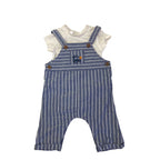 1-2M Blue Stripe Cotton Dungaree & T Shirt - Ergee