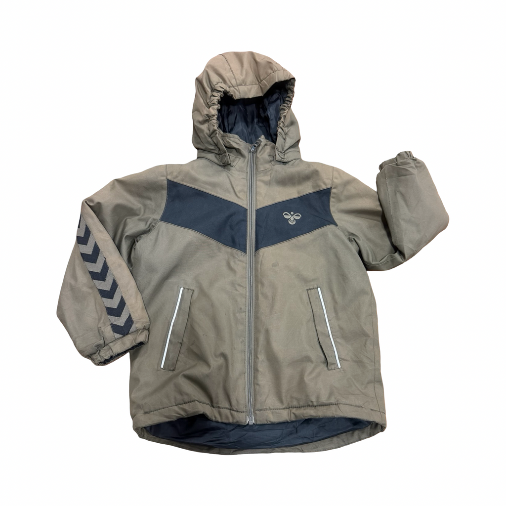 6Y Khaki & back puffer hooded jacket - hummel 🟠