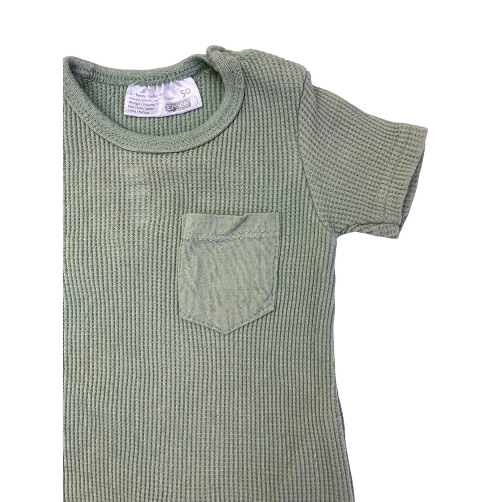 0-1M Mint Green Waffle Knit Romper - Ergee
