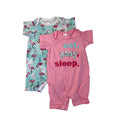 3-6M Aqua & Pink Flamingo Rompers - Tiny Tots