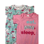 3-6M Aqua & Pink Flamingo Rompers - Tiny Tots