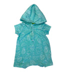 1M Aqua & White Pineapple Summer Icon Hooded Romper - Grain de Ble