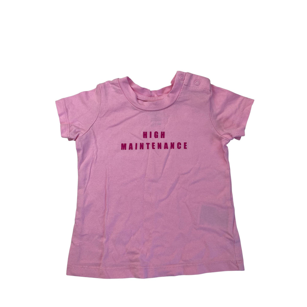 3-6M Pink "High Maintenance" T Shirt - Cotton On