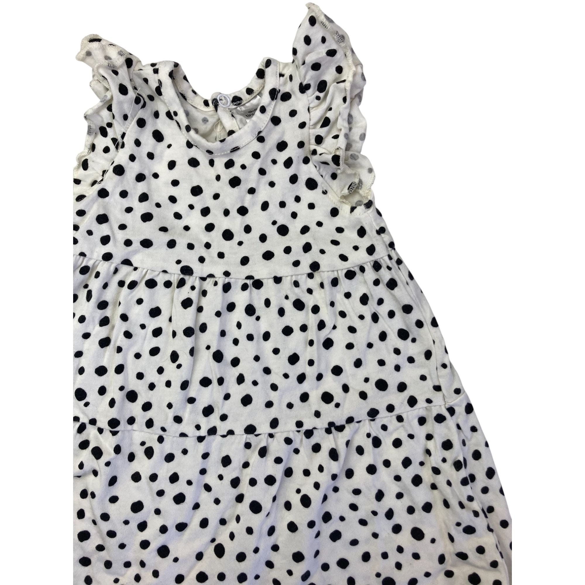 3-6M Cream & Black Dotted Dress - Tiny Tots