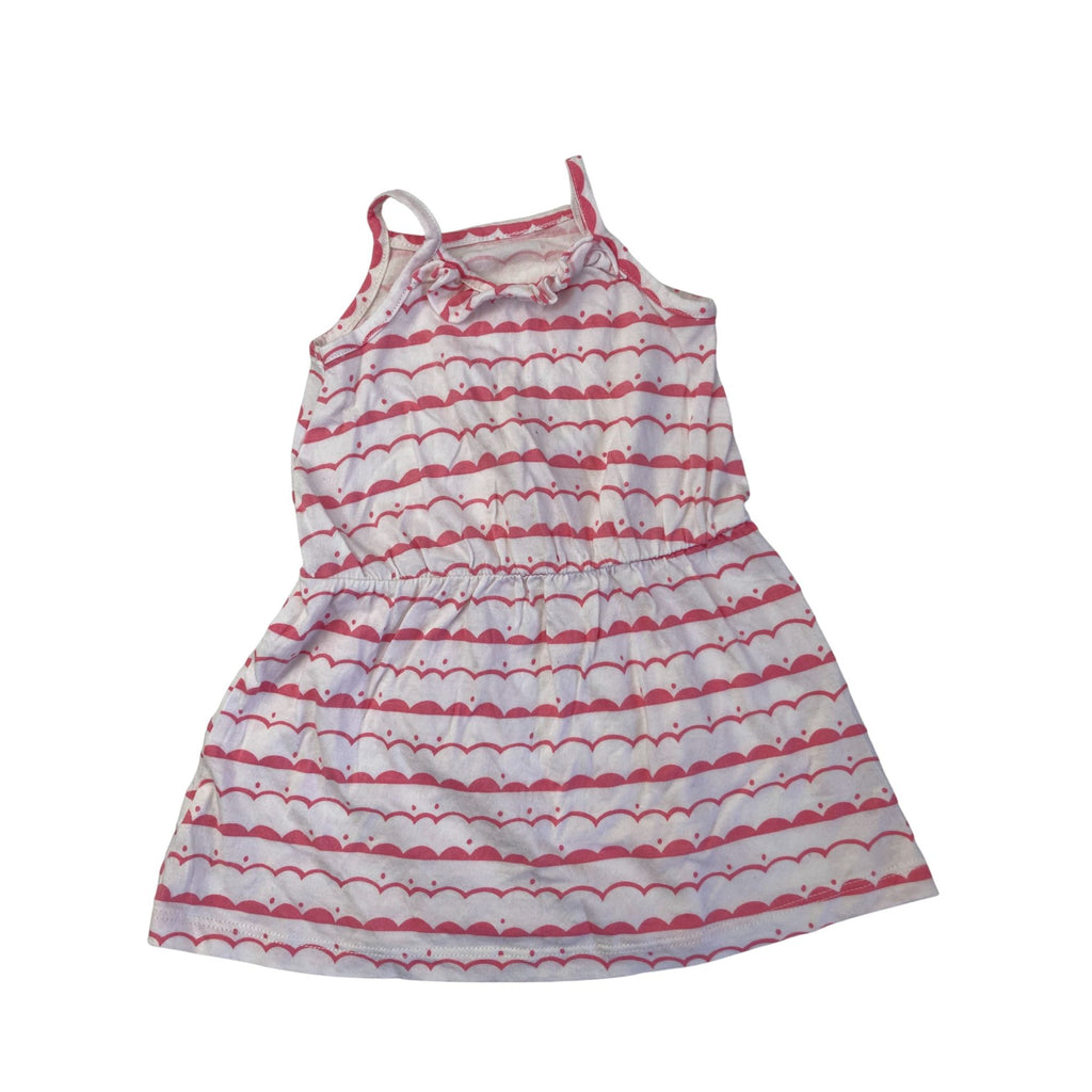 3-6M White & Pink Scalloped Print Easy Waist Tunic - Woolworths