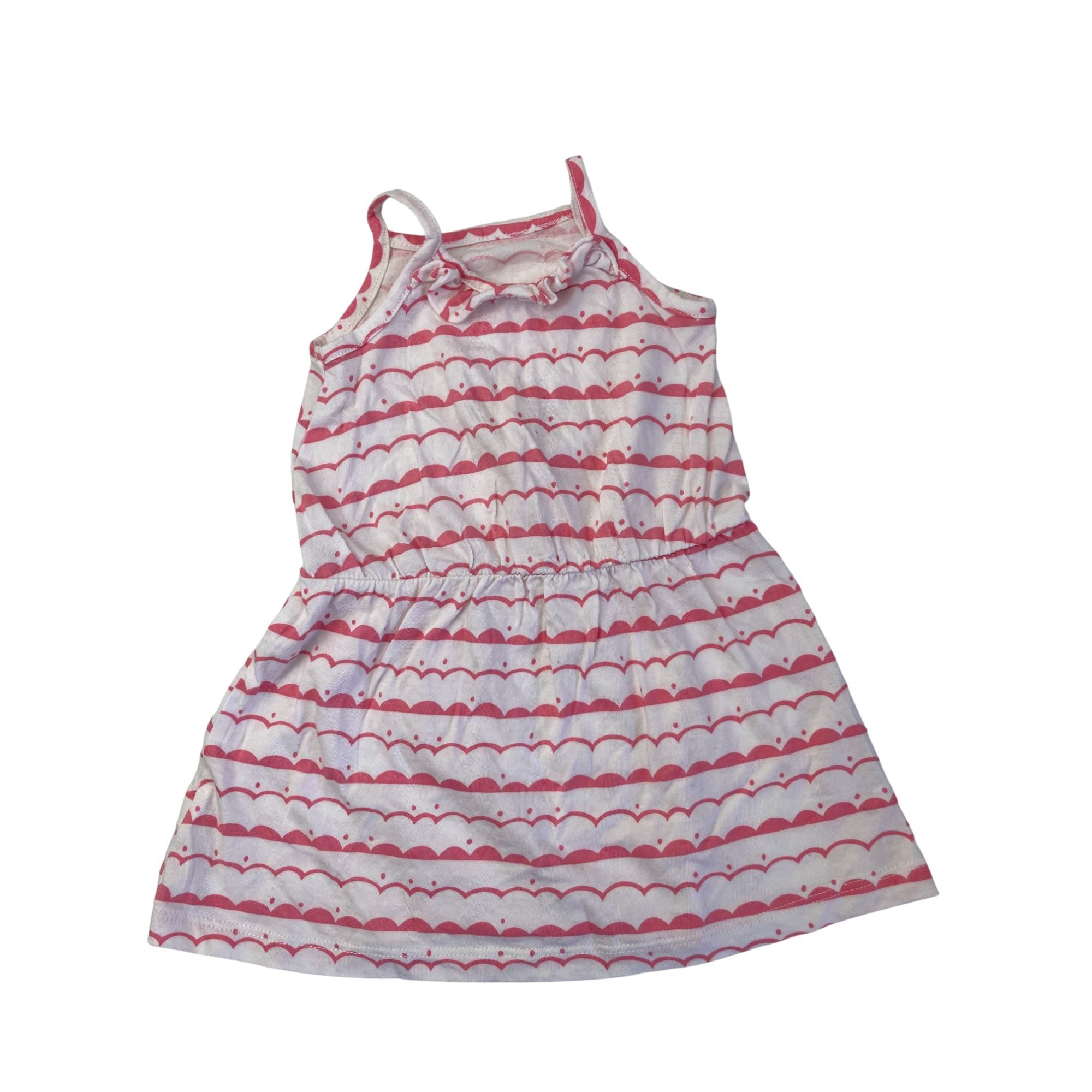 3-6M White & Pink Scalloped Print Easy Waist Tunic - Woolworths