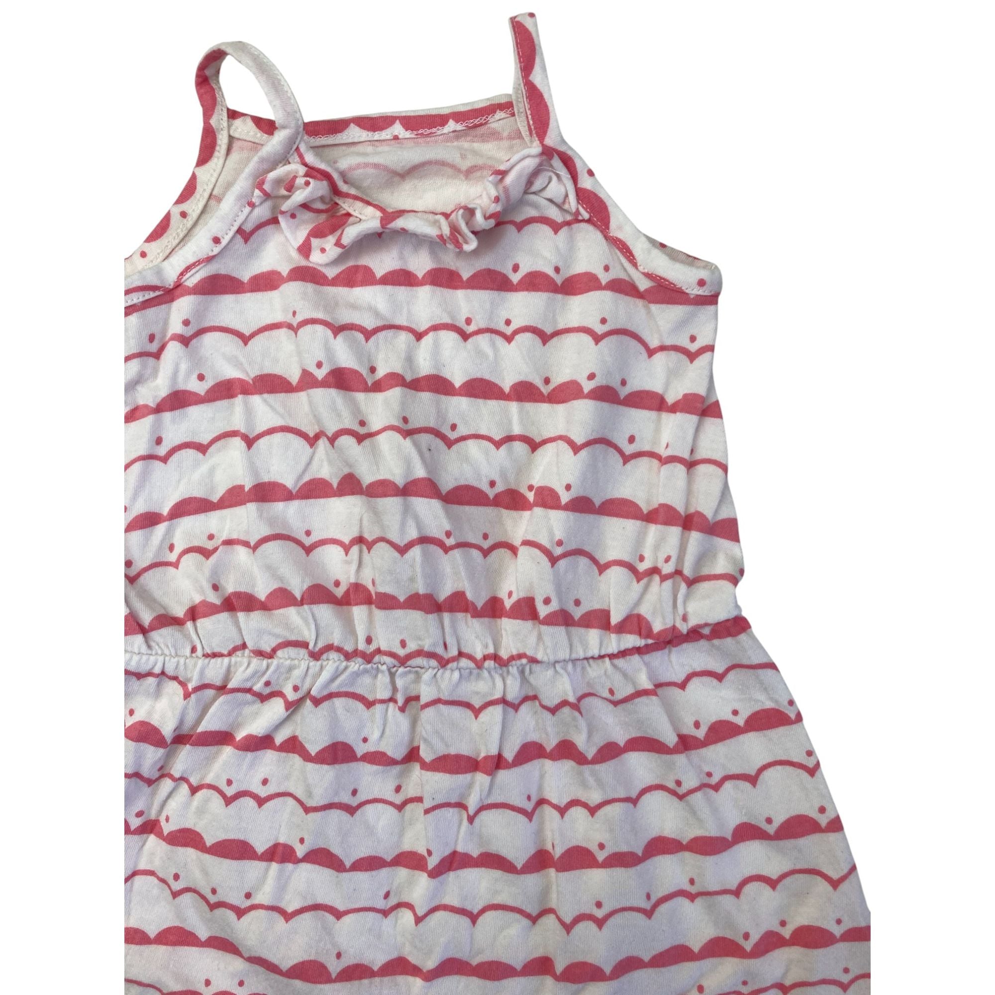 3-6M White & Pink Scalloped Print Easy Waist Tunic - Woolworths
