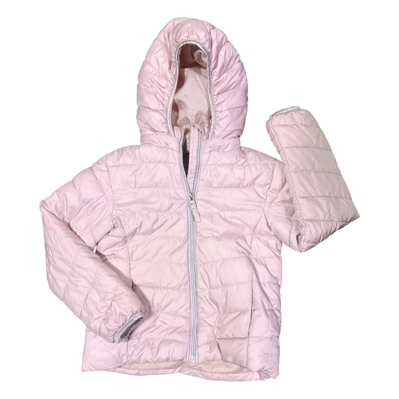 5-6Y Pink zipper puffer hooded jacket - H & M