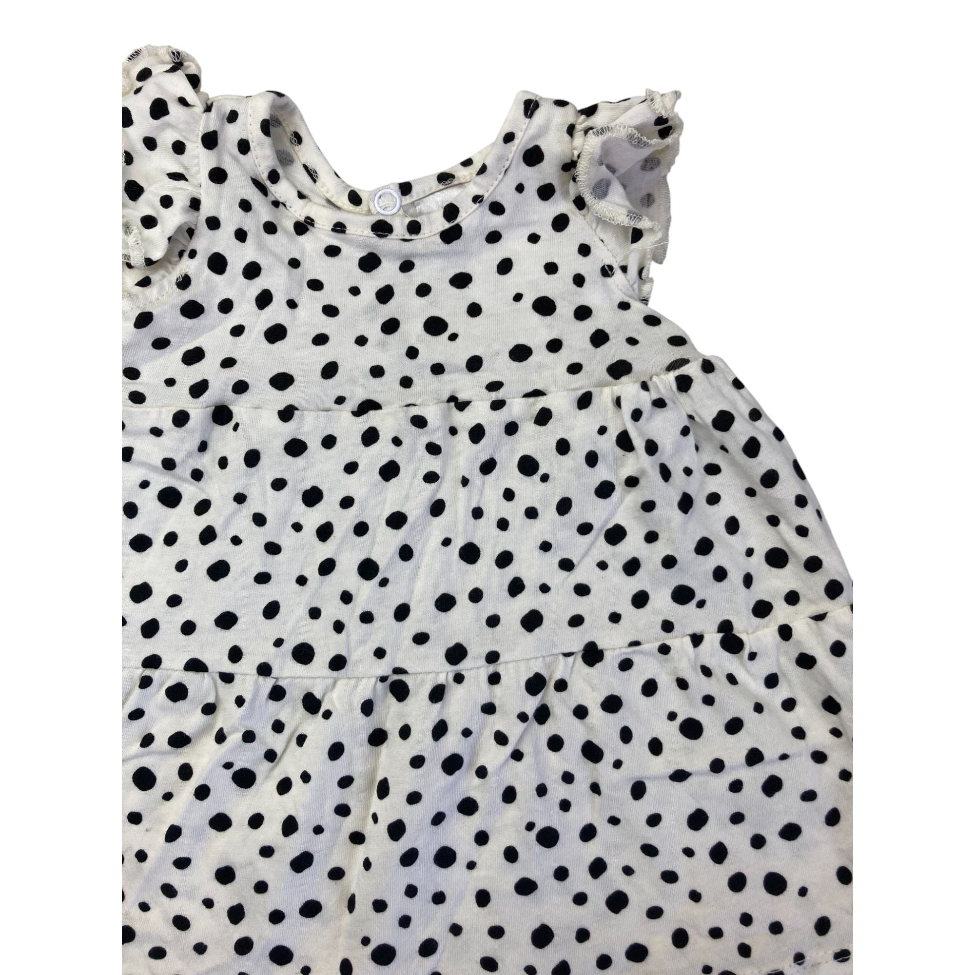 3-6M Cream & Black Dotted Dress - Tiny Tots