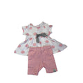 0-3M White & Coral Dotted & Striped Shorts & Tunic Set - Keedo
