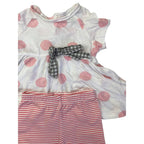 0-3M White & Coral Dotted & Striped Shorts & Tunic Set - Keedo