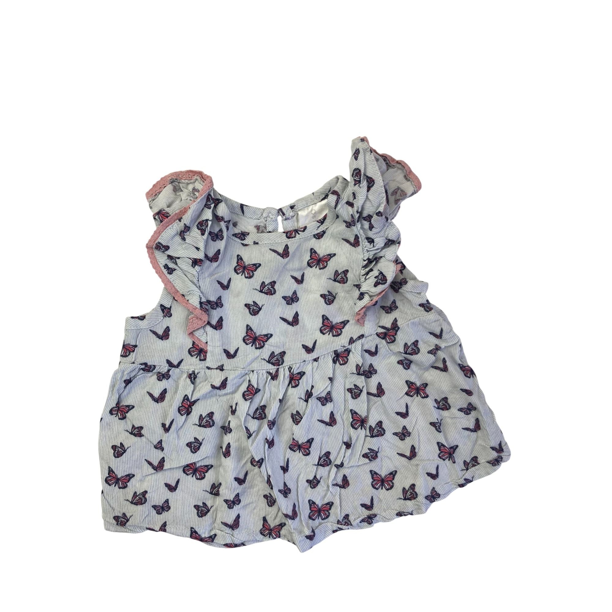 3-6M Blue & Pink Butterfly Viscose Tunic - Clicks