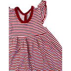 3-6M Red & White Stripe Flutter Sleeve Dress - Tiny Tots