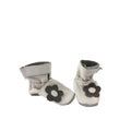 0-3M White Leather Flower Booties - Basjas Poppelap