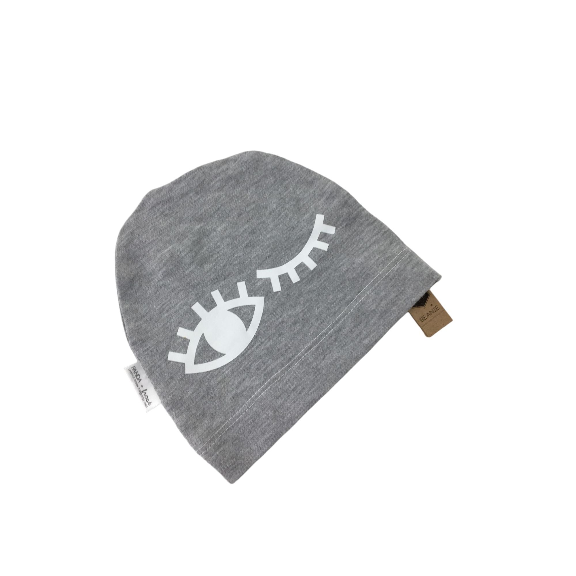 3-6M Grey & White Winky Eye Beanie - Panda + Frost