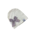 6-9M Cream & Lilac Bow Beanie - Keedo
