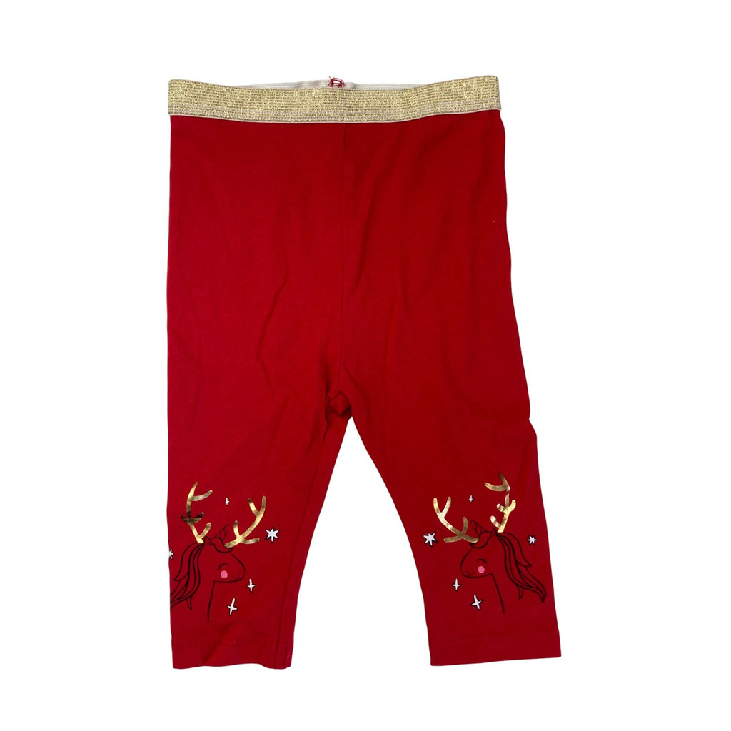 3-6M Red & Gold Reindeer Christmas Leggings - Woolworths