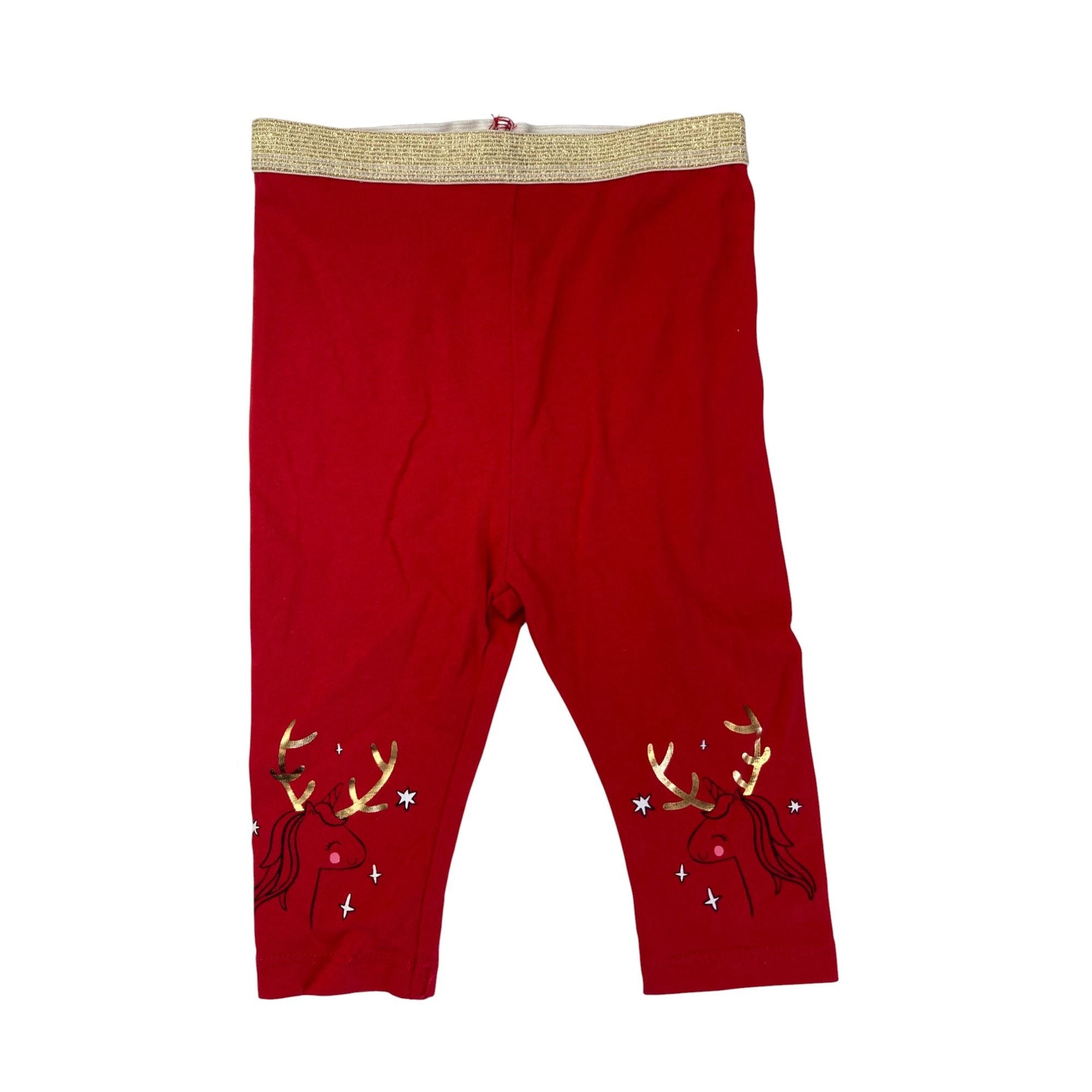 3-6M Red & Gold Reindeer Christmas Leggings - Woolworths