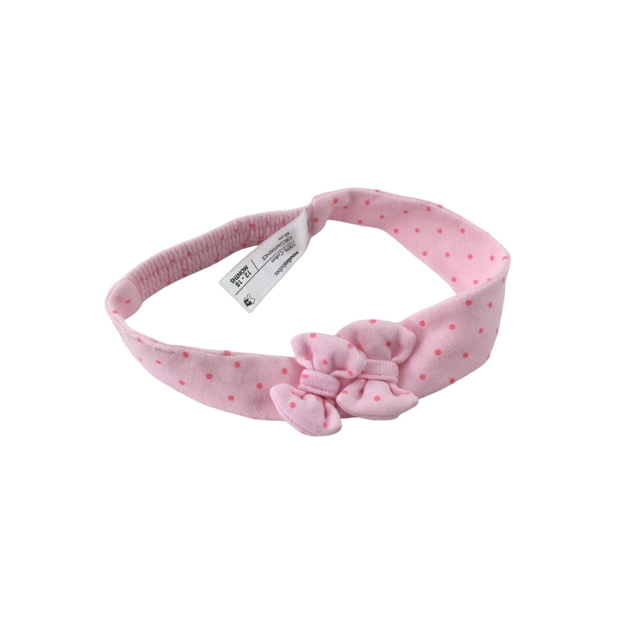 12-18M Light & Red Dotted Bow Headband - Woolworths