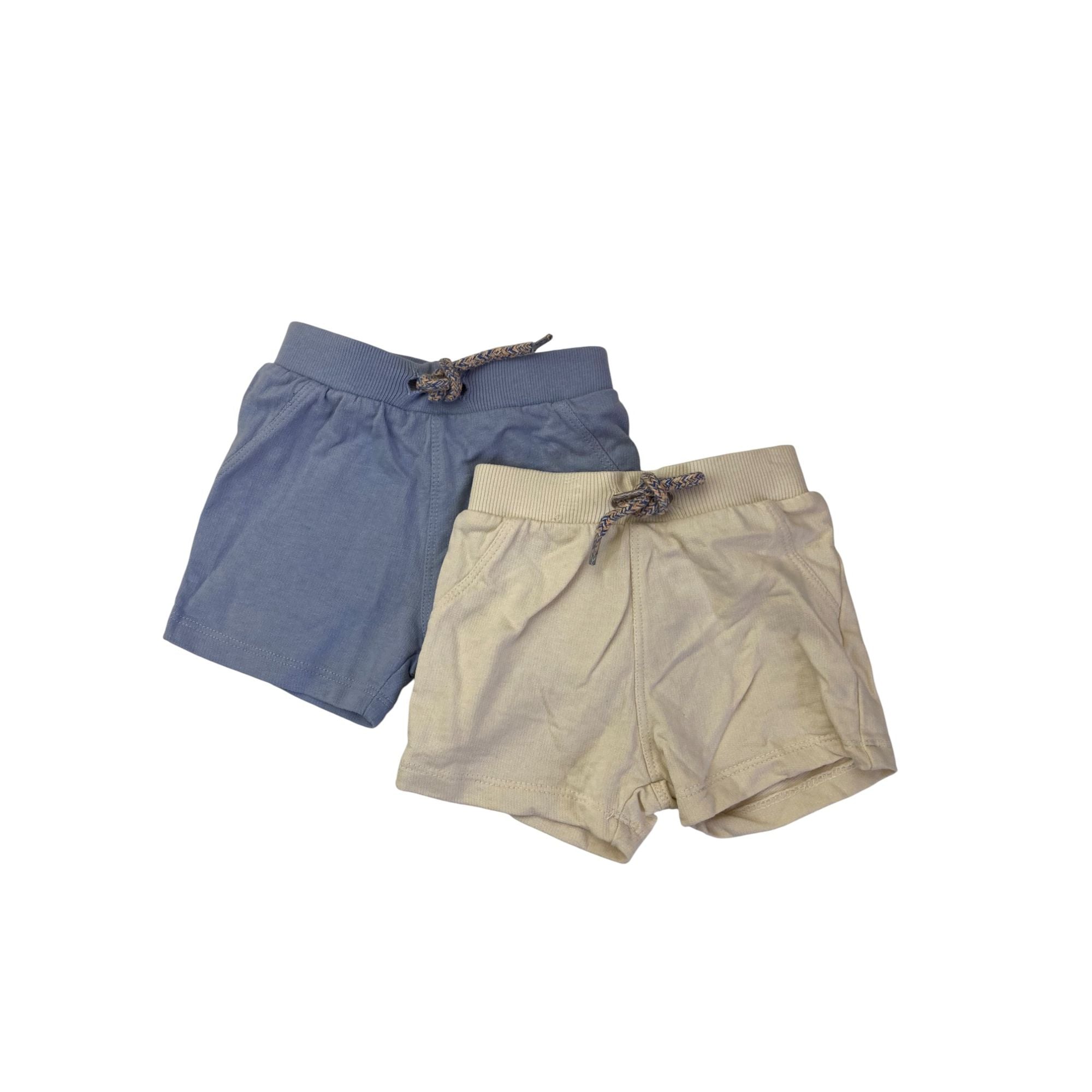 2-4M Cornflower Blue & Cream Cotton Shorts - Ergee