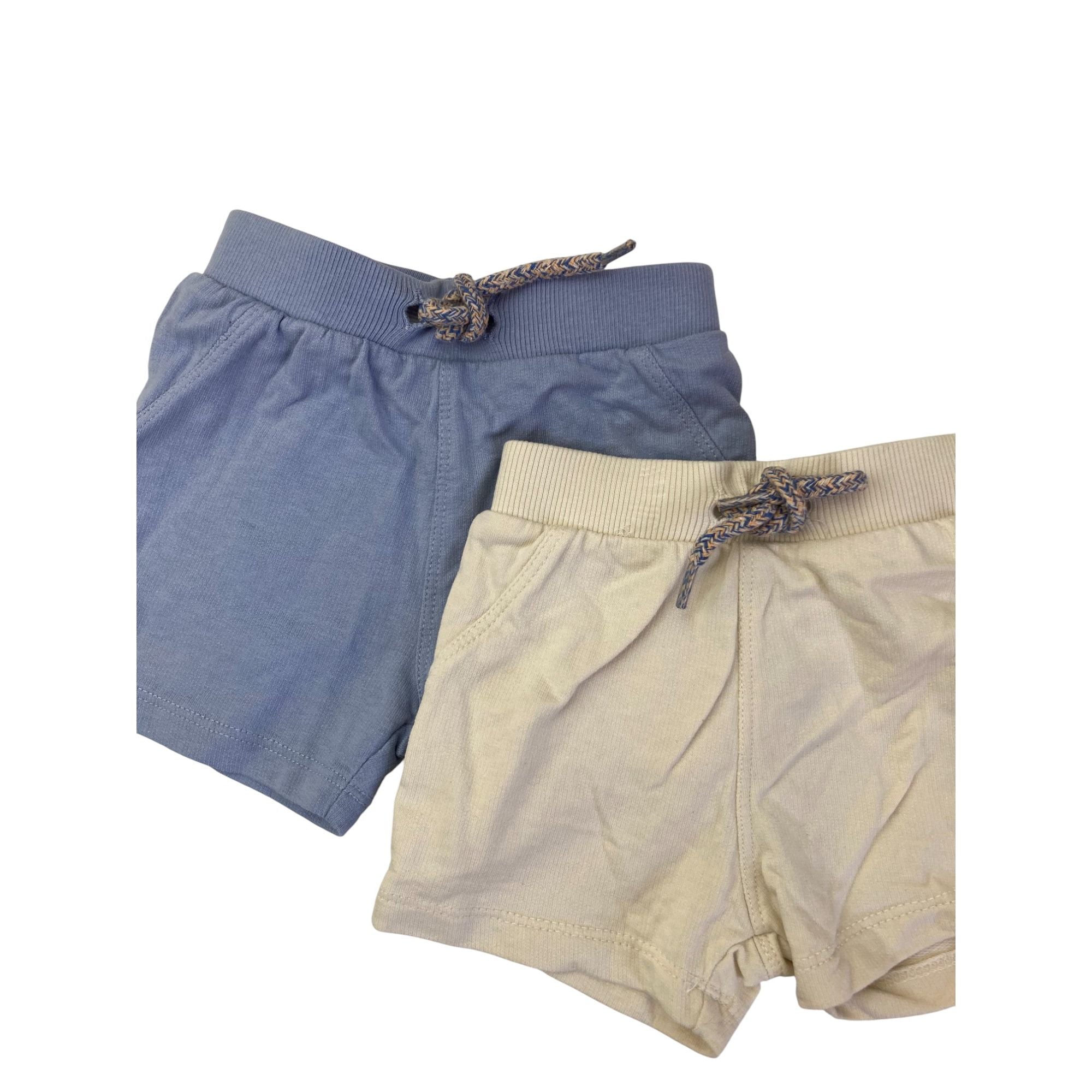 2-4M Cornflower Blue & Cream Cotton Shorts - Ergee