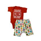 0-6M Orange Bodysuit & Colourful Bicycle Shorts - Woolworths, Ackermans