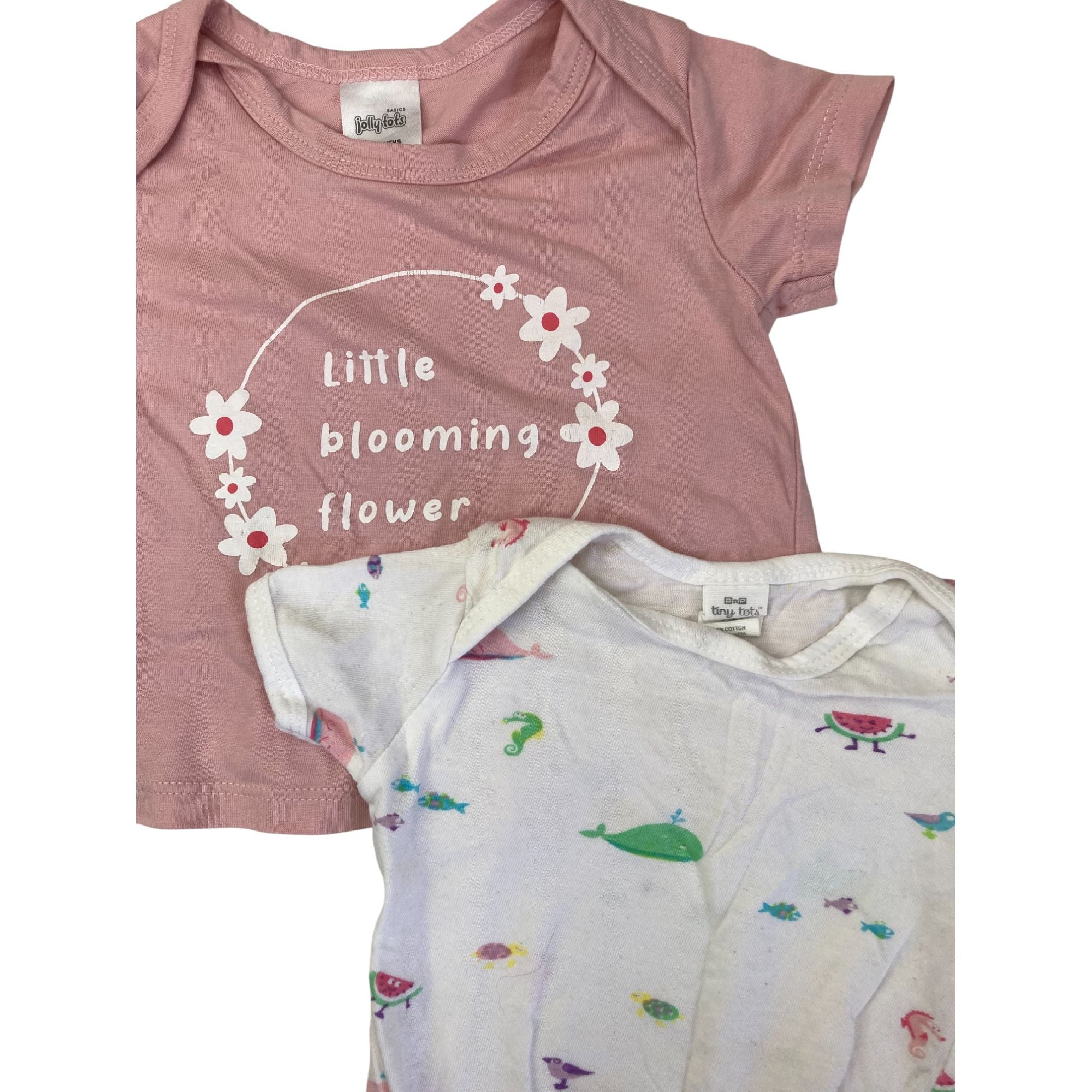 0-3M Pink T Shirt & White Bodysuit - Tiny Tots
