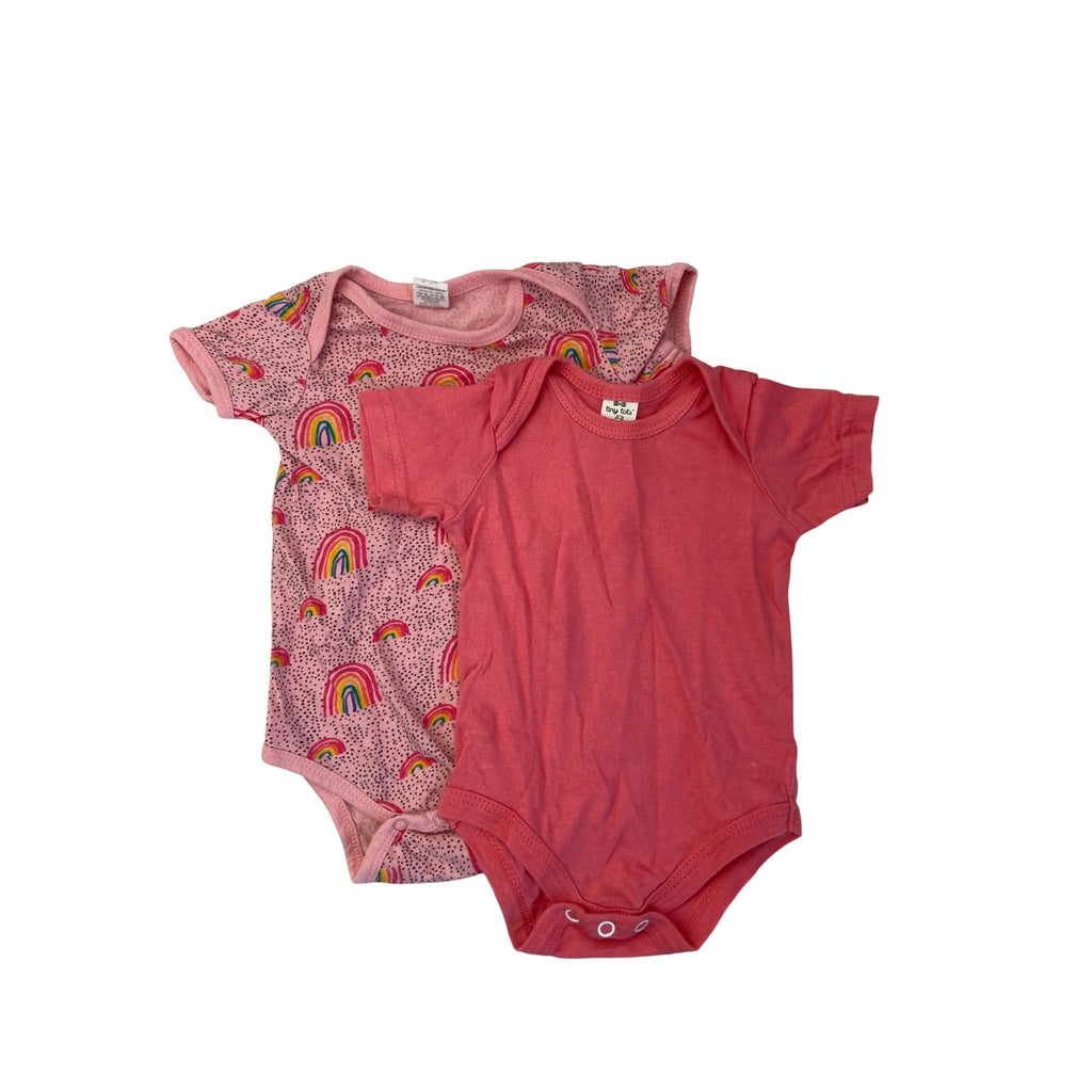 0-3M Coral Rainbow Set Of Two Bodysuits - Tiny Tots