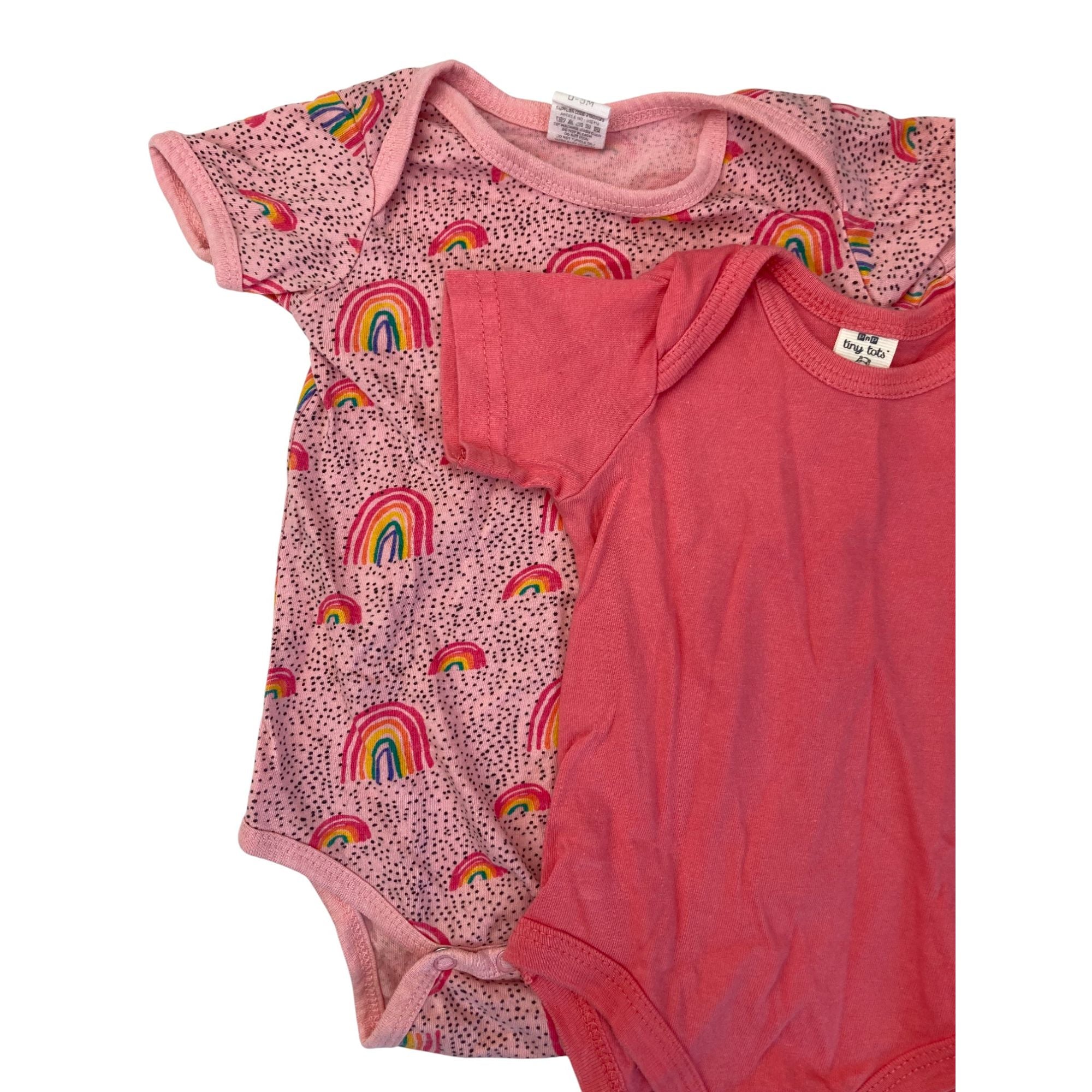0-3M Coral Rainbow Set Of Two Bodysuits - Tiny Tots
