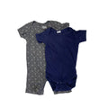 0-3M Navy Blue Bodysuit & Grey Floral Romper - Tiny Tots